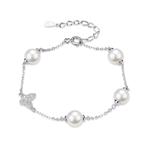 6-7mm Freshwater Pearl Butterfly Bracelet - House Of Pearls